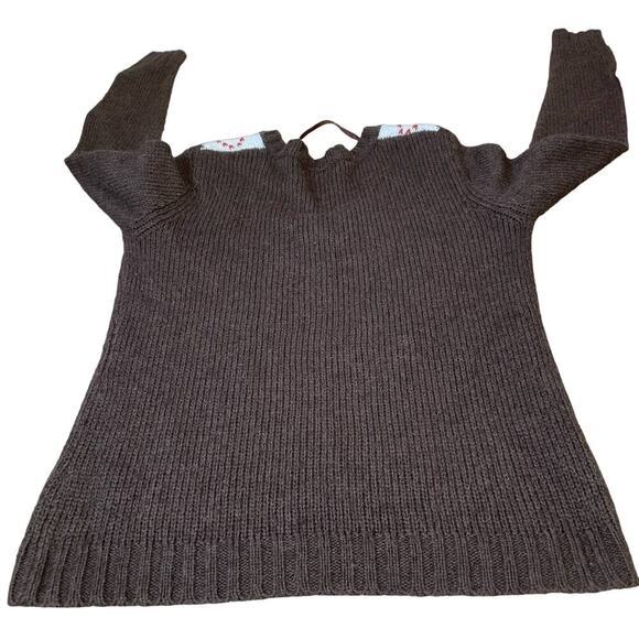 IB Diffusion sweater argyle chocolate brown/orange pull over long sleeve SZ XL - Picture 2 of 7